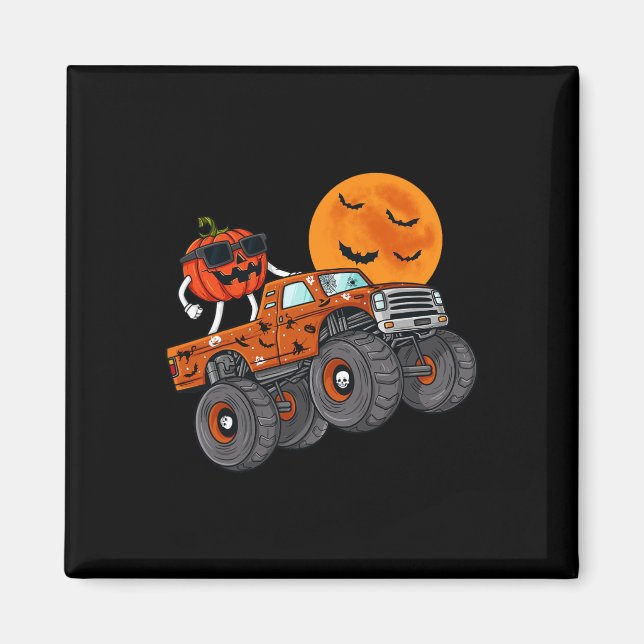 Halloween Jack O Lantern Monster Truck Toddler Boy Magnet (Front)