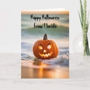 Halloween Jack-o-Lantern On The Seashore Holiday Card
