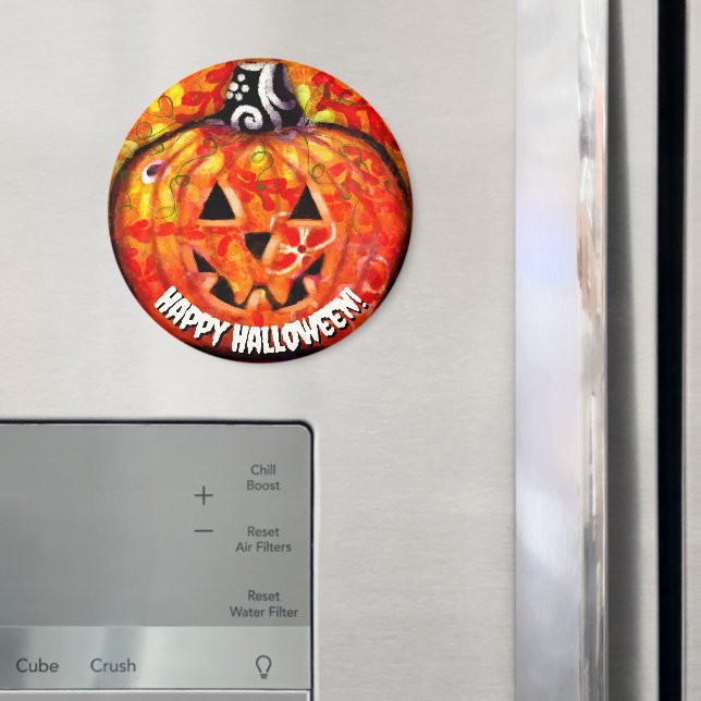 Halloween Jack O Lantern Orange Personalised Magnet (In Situ (Fridge))