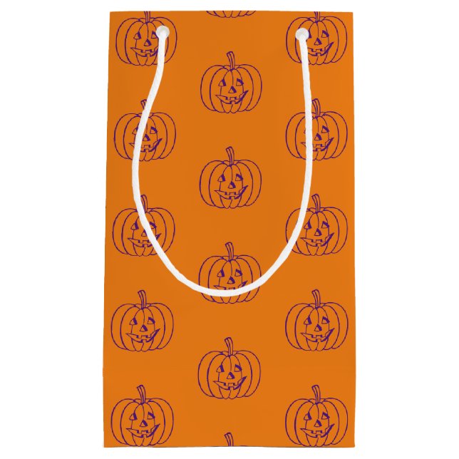 Halloween jack o lantern orange purple pattern small gift bag (Front)