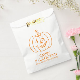 Halloween jack o lantern orange white custom treat favour bag