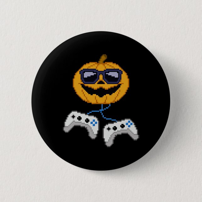 Halloween Jack O Lantern Pixelated Gaming Gamer Bo 6 Cm Round Badge (Front)