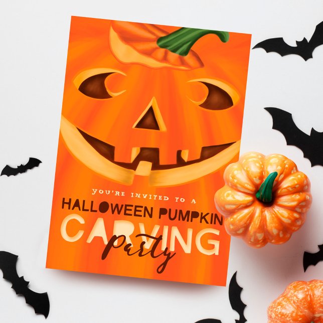 Halloween Jack-O-Lantern Pumpkin Carving Party Invitation (Halloween Jack-O-Lantern Pumpkin Carving Party Invitation)
