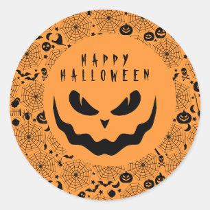 Halloween Jack O Lantern Pumpkin Creepy Face Classic Round Sticker