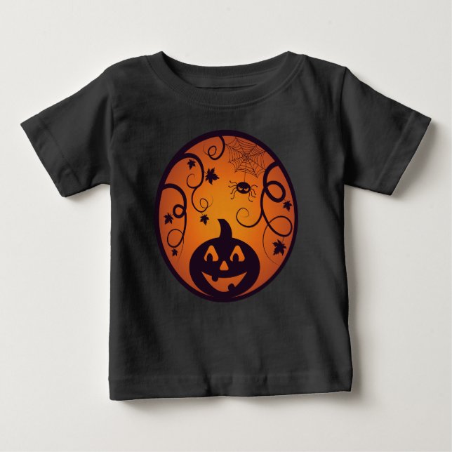 Halloween Jack o lantern pumpkin face and spider Baby T-Shirt (Front)