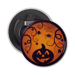 Halloween Jack o lantern pumpkin face and spider Bottle Opener