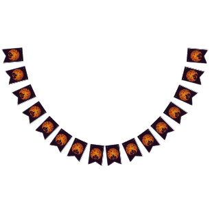 Halloween Jack o lantern pumpkin face and spider Bunting