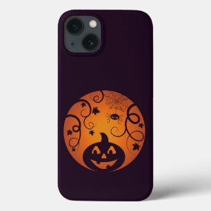 Halloween Jack o lantern pumpkin face and spider iPhone 13 Case
