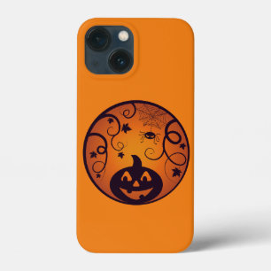 Halloween Jack o lantern pumpkin face and spider iPhone 13 Mini Case