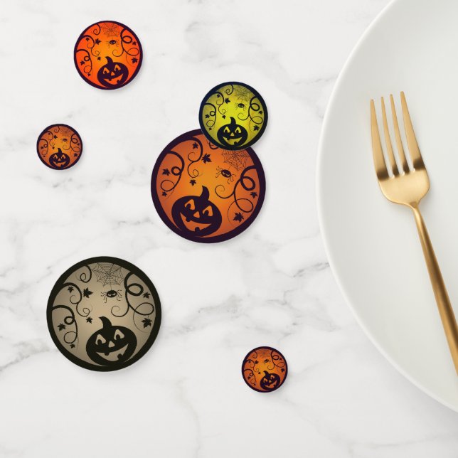 Halloween Jack o lantern pumpkin face and spider Confetti (Group)