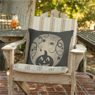 Halloween Jack o lantern pumpkin face and spider Cushion