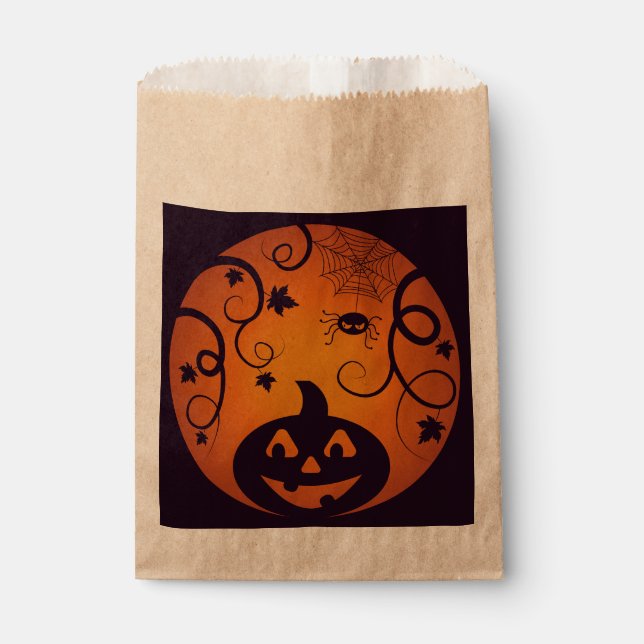 Halloween Jack o lantern pumpkin face and spider Favour Bag (Front)