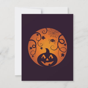 Halloween Jack o lantern pumpkin face and spider Holiday Card