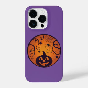 Halloween Jack o lantern pumpkin face and spider iPhone 14 Pro Case