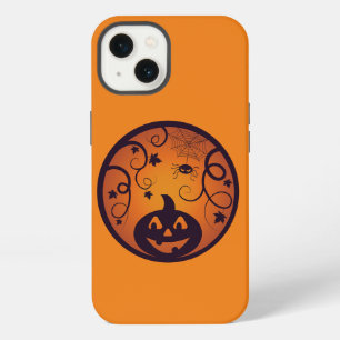 Halloween Jack o lantern pumpkin face and spider iPhone 13 Case