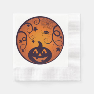 Halloween Jack o lantern pumpkin face and spider Napkin