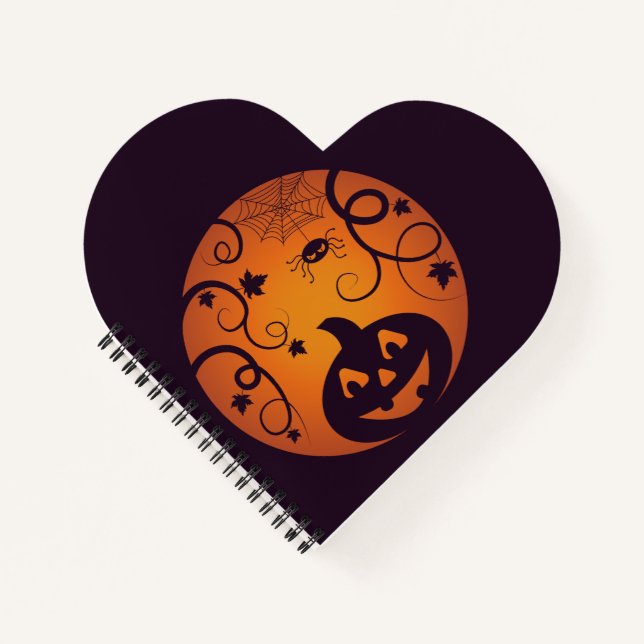 Halloween Jack o lantern pumpkin face and spider Notebook (Front)