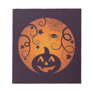 Halloween Jack o lantern pumpkin face and spider Notepad