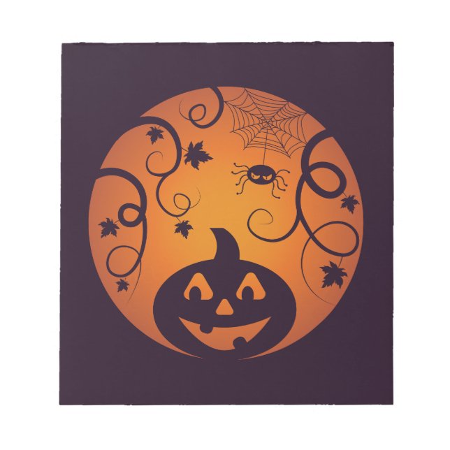 Halloween Jack o lantern pumpkin face and spider Notepad (Front)