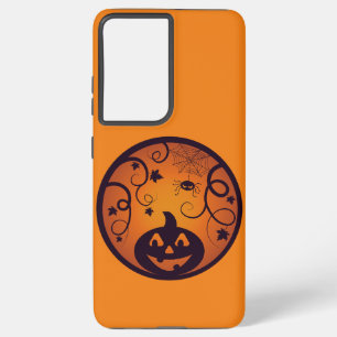 Halloween Jack o lantern pumpkin face and spider Samsung Galaxy Case