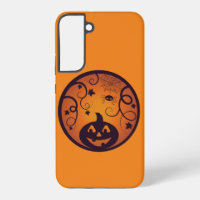 Halloween Jack o lantern pumpkin face and spider