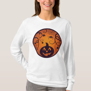 Halloween Jack o lantern pumpkin face and spider T-Shirt