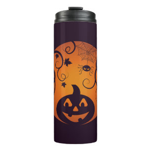 Halloween Jack o lantern pumpkin face and spider Thermal Tumbler