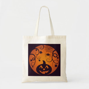 Halloween Jack o lantern pumpkin face and spider Tote Bag