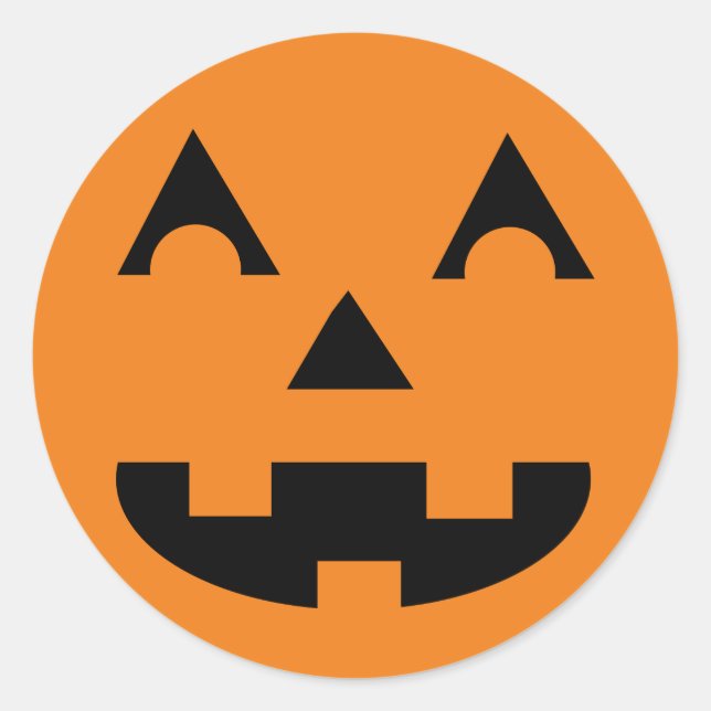 Halloween Jack O Lantern Pumpkin Face Classic Round Sticker (Front)