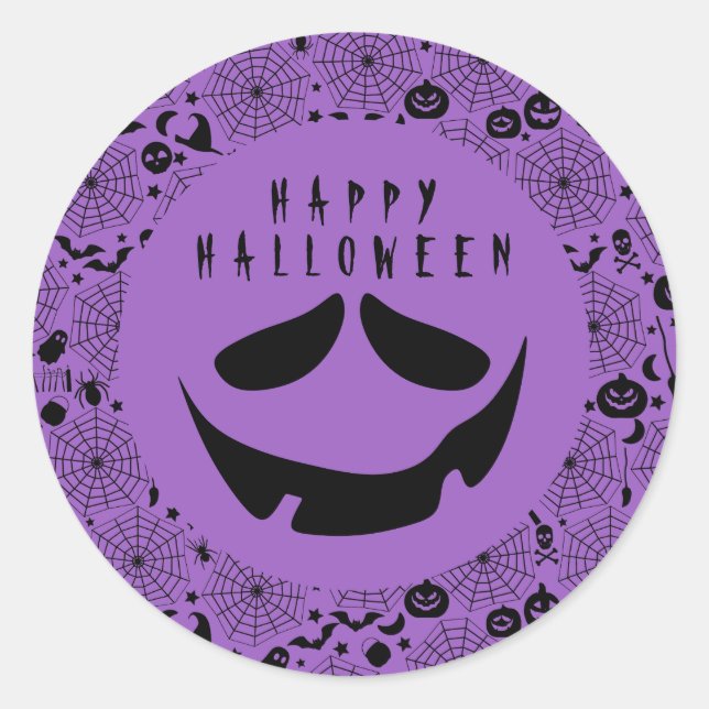 Halloween Jack O Lantern Pumpkin Face Classic Round Sticker (Front)