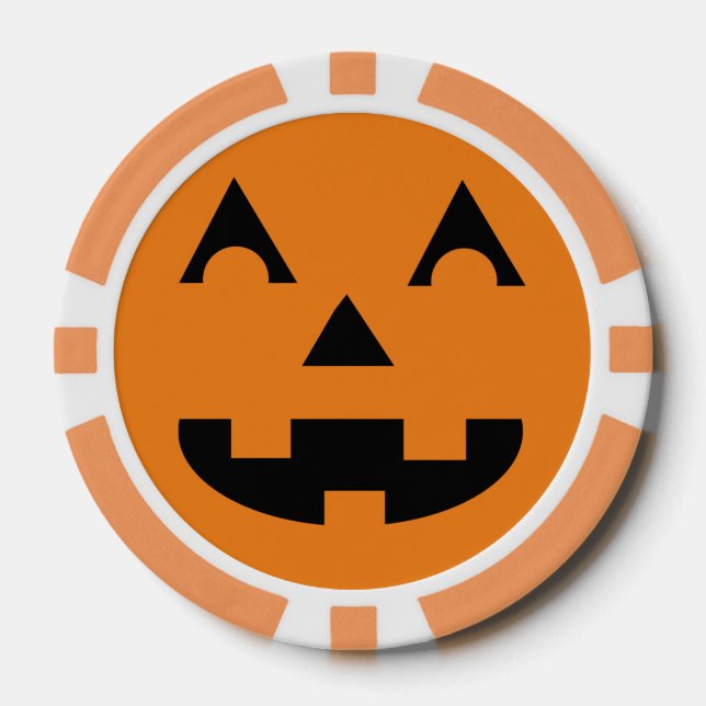 Halloween Jack O Lantern Pumpkin Face Poker Chips (Front)