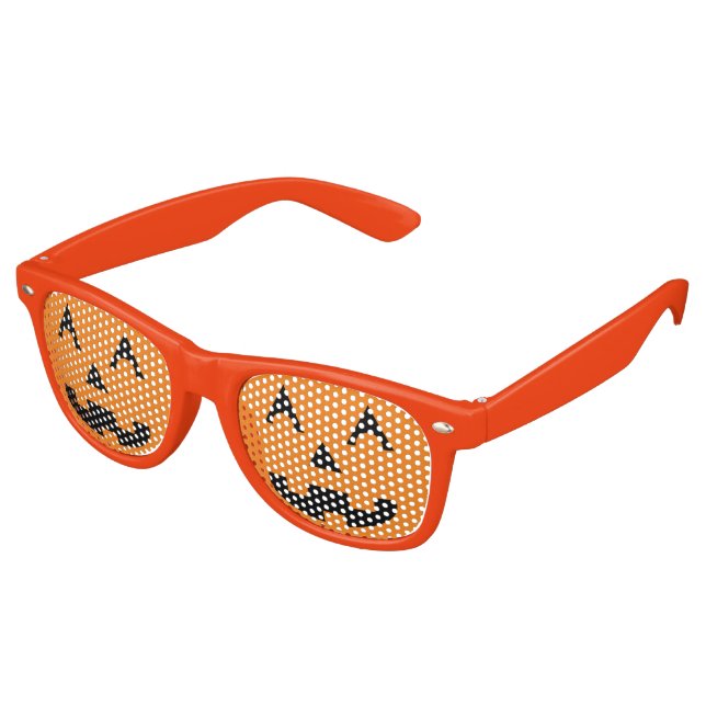 Halloween Jack O Lantern Pumpkin Face Retro Sunglasses (Angled)