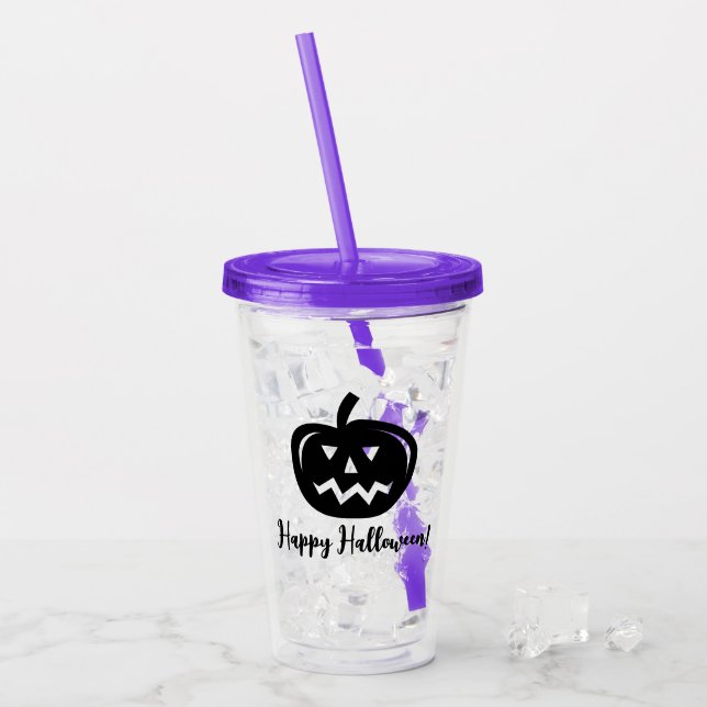 Halloween jack o lantern pumpkin head print custom acrylic tumbler (Front Ice)