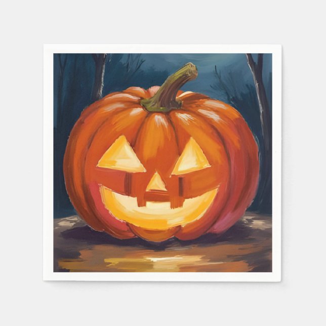 Halloween Jack-O-Lantern Pumpkin Napkin (Front)