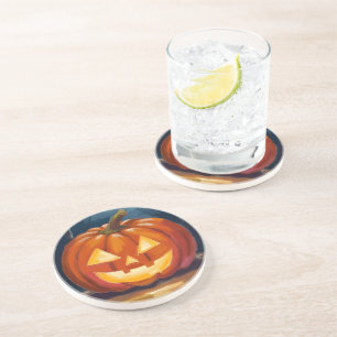 Halloween Jack-O-Lantern Pumpkin Orange Coaster