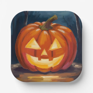 Halloween Jack-O-Lantern Pumpkin Paper Plate