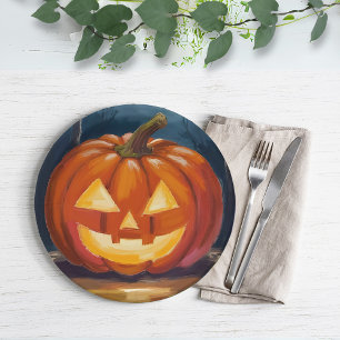 Halloween Jack-O-Lantern Pumpkin Paper Plate