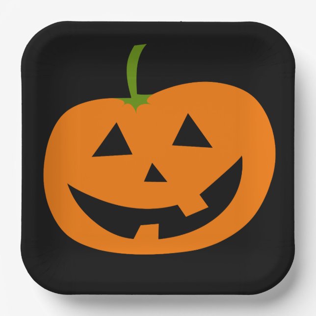 HALLOWEEN JACK-O-LANTERN PUMPKIN PAPER PLATES (Front)