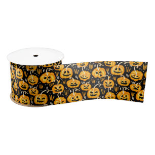 Halloween Jack O Lantern Pumpkin Patch Satin Ribbon