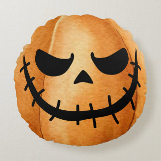 Halloween Jack-O-Lantern Pumpkin Round Cushion