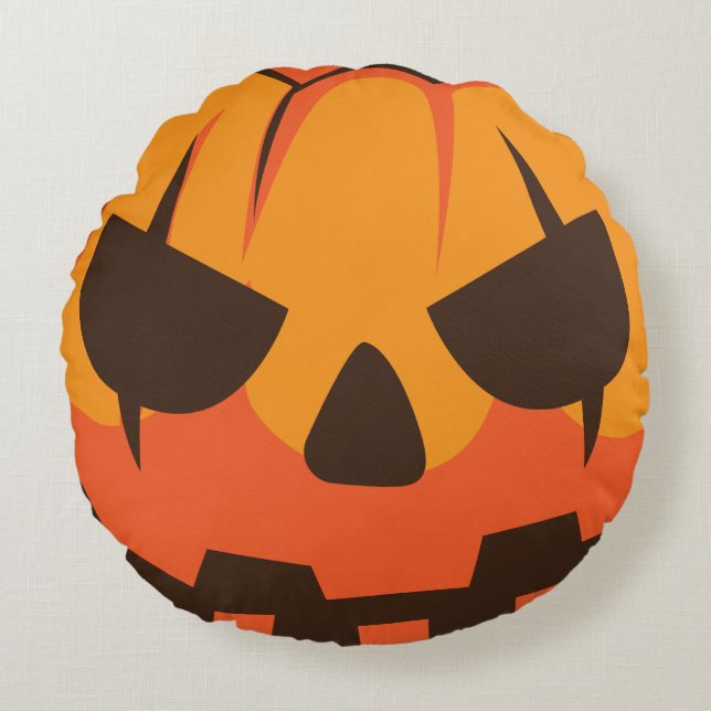 Halloween Jack o Lantern Pumpkin Round Cushion (Front)