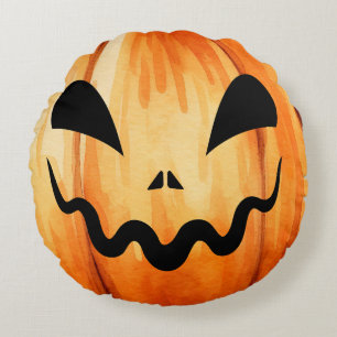 Halloween Jack-O-Lantern Pumpkin Round Cushion