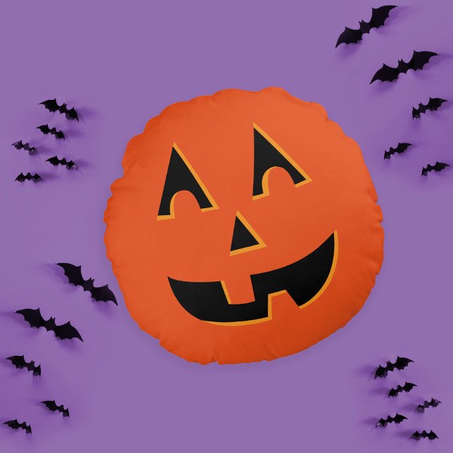 Halloween Jack O Lantern Pumpkin Round Cushion (Creator Uploaded)