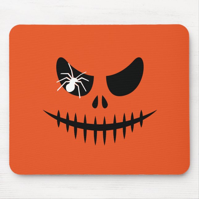 Halloween Jack O Lantern Pumpkin Stitched Mouth Mouse Pad (Front)