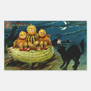 Halloween Jack-o-Lantern Pumpkin Trio Rectangular Sticker