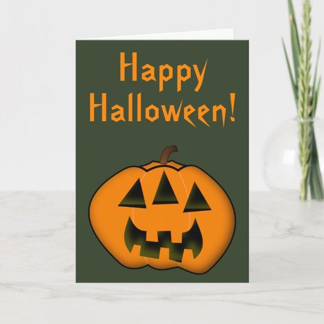 Halloween Jack-o'-Lantern Pumpkin With 3 Eyes Card (Front)