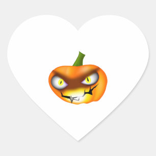 Halloween Jack O Lantern Pumpkin With Fiery Eyes Heart Sticker