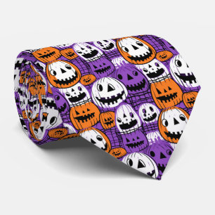 Halloween Jack-O’-Lantern - Purple, Orange, White Tie