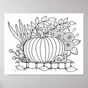 Halloween Jack O’Lantern Scene Colouring Page Art Poster