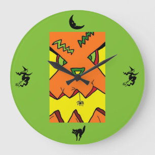 Halloween Jack-O-Lantern & Spider Clock